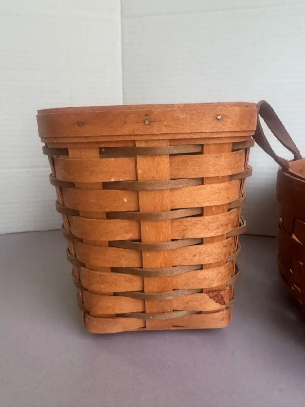 Longaberger Three-Piece Small Natural Brown Woven Basket Set - Picture 4 of 13